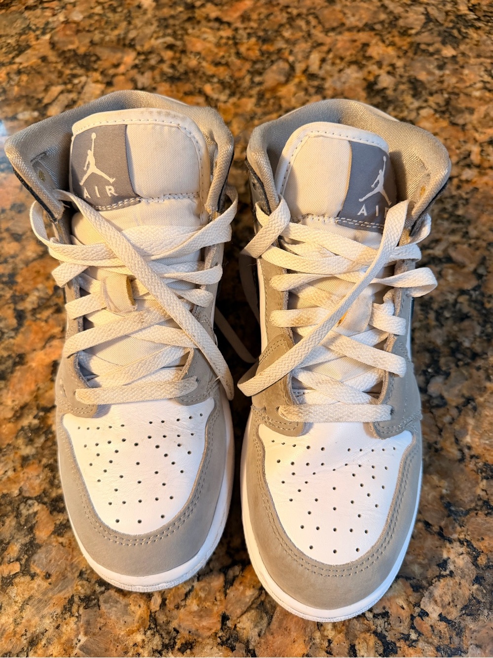 Jordan Kids High-Top Sneakers in White and Light Gray